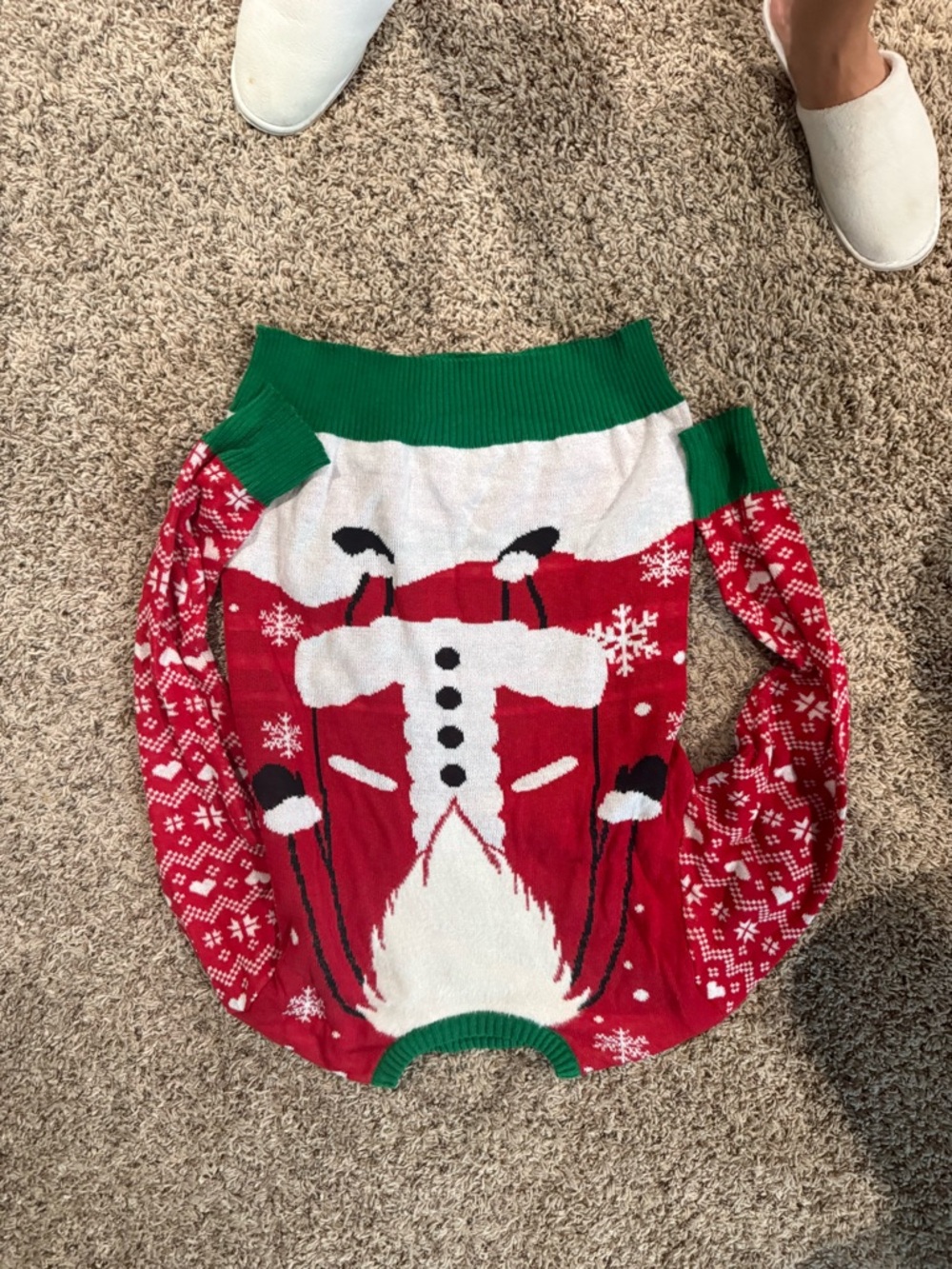Hallmark Red, White & Green Santa Graphic Crewneck ugly Christmas sweater